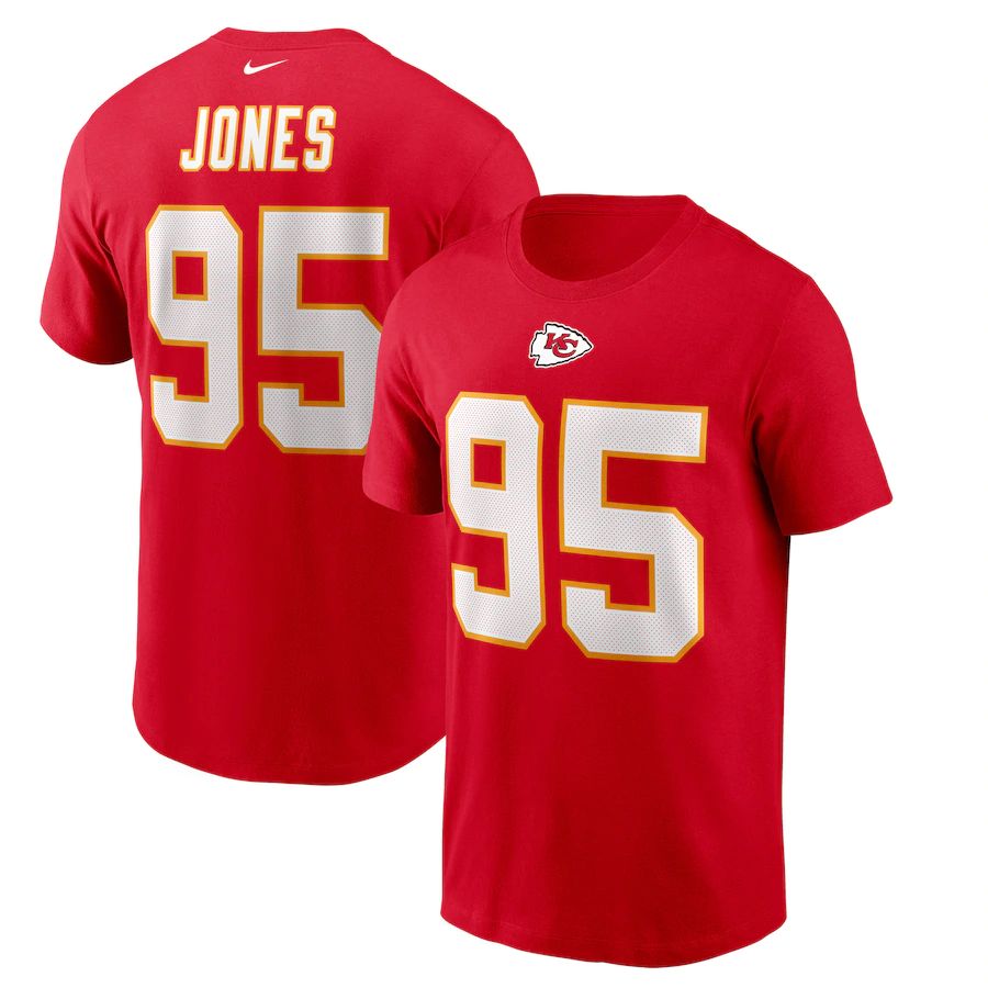 Kansas City Chiefs #95 Chris Jones Nike Player Name & Number T-Shirt Red