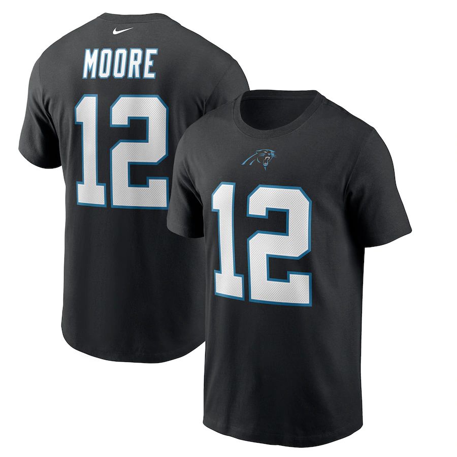 Carolina Panthers #12 DJ Moore Nike Player Name & Number T-Shirt Black