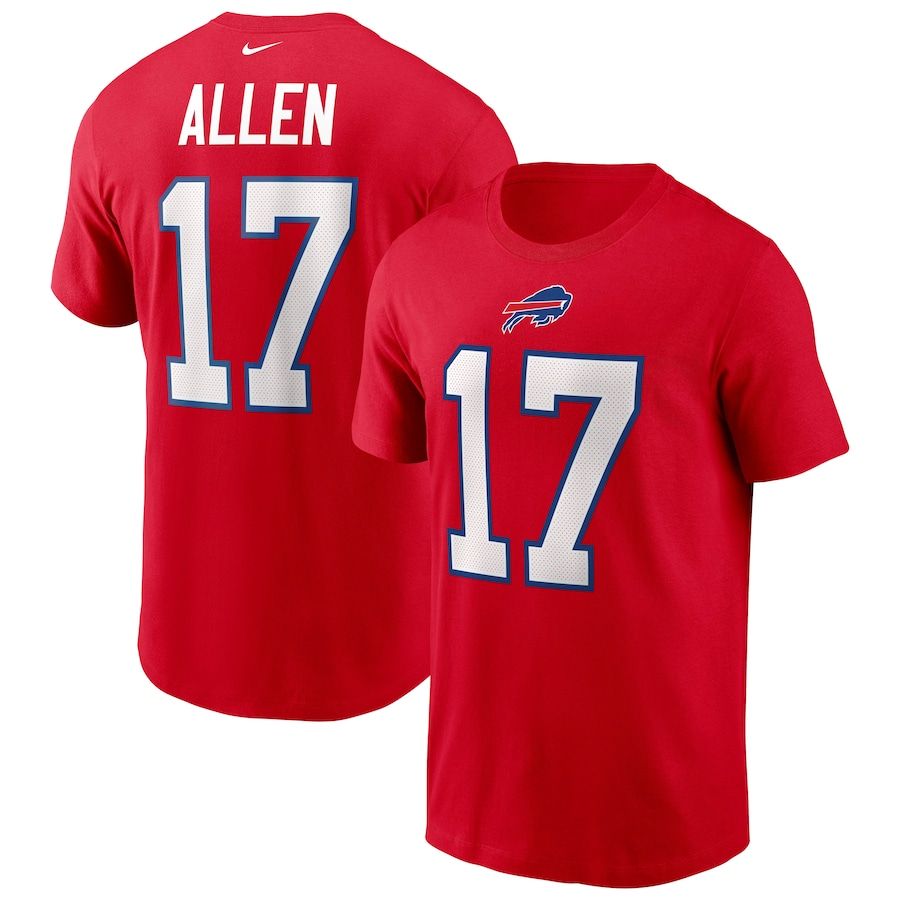 Buffalo Bills #17 Josh Allen Nike Name & Number T-Shirt Red