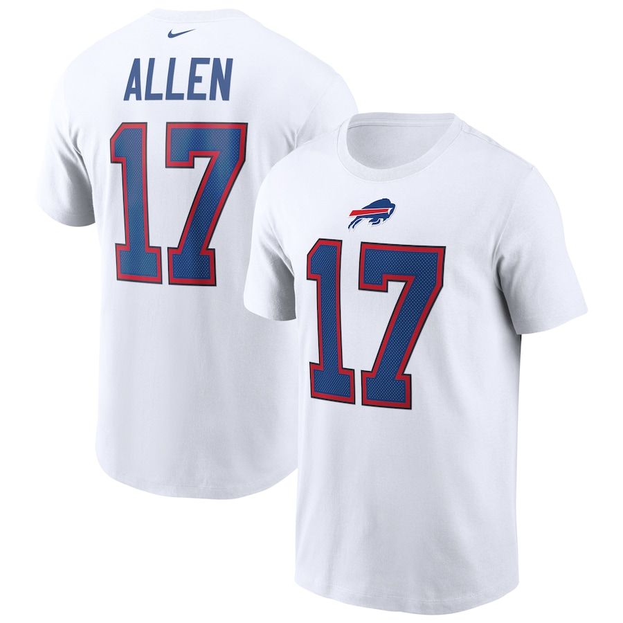 Buffalo Bills #17 Josh Allen Nike Name & Number T-Shirt White