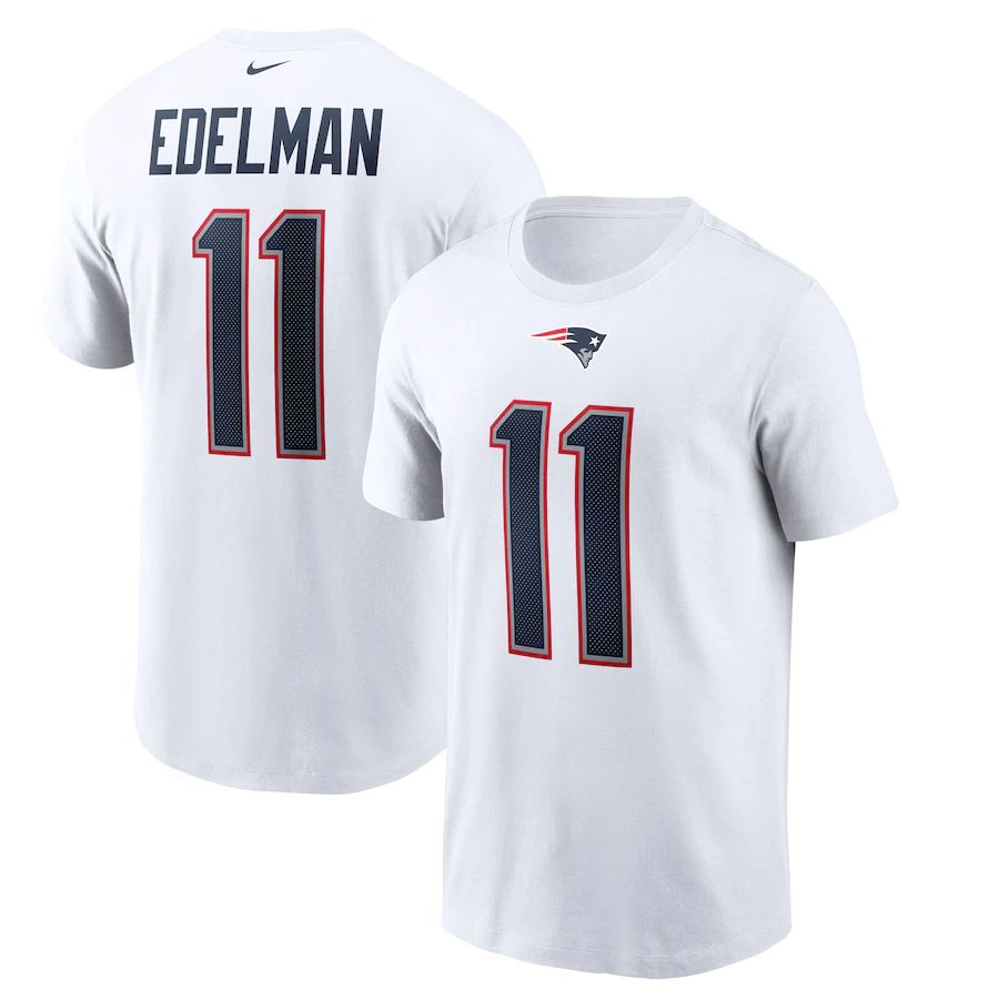 New England Patriots #11 Julian Edelman Nike Player Name & Number T-Shirt White