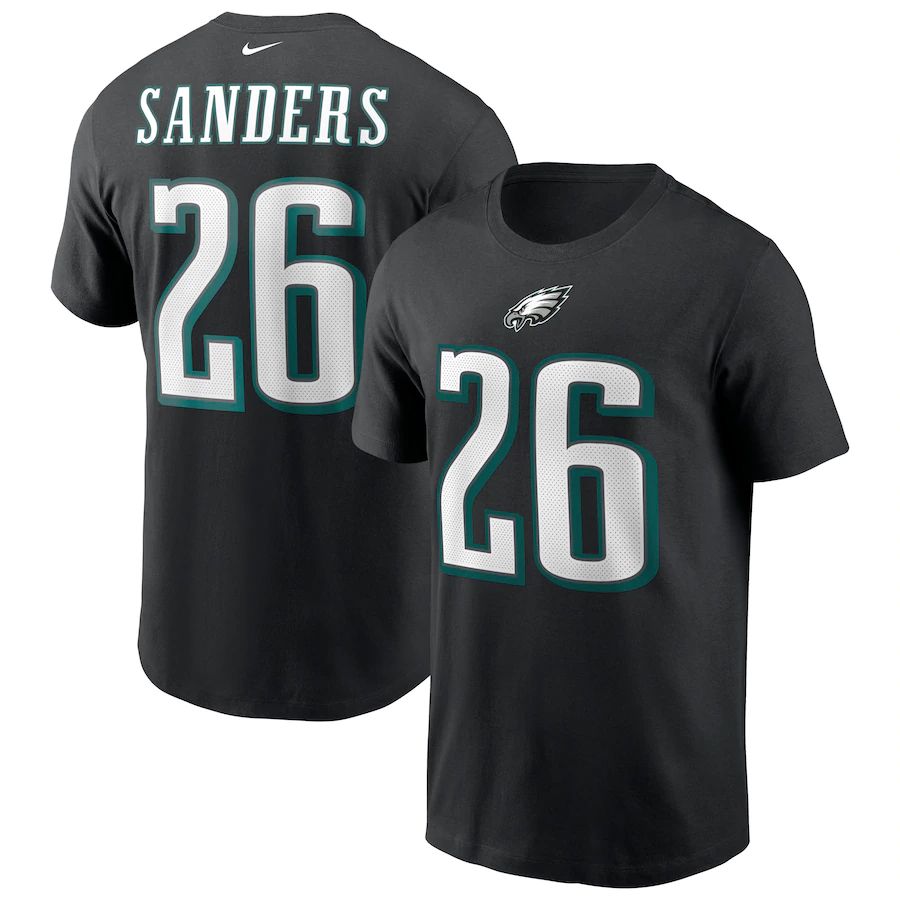 Philadelphia Eagles #26 Miles Sanders Nike Name & Number T-Shirt Black