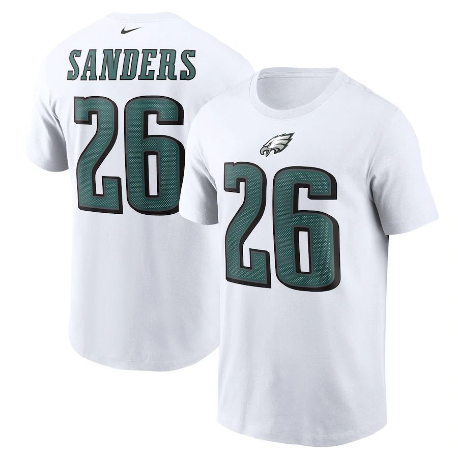 Philadelphia Eagles #26 Miles Sanders Nike Name & Number T-Shirt White