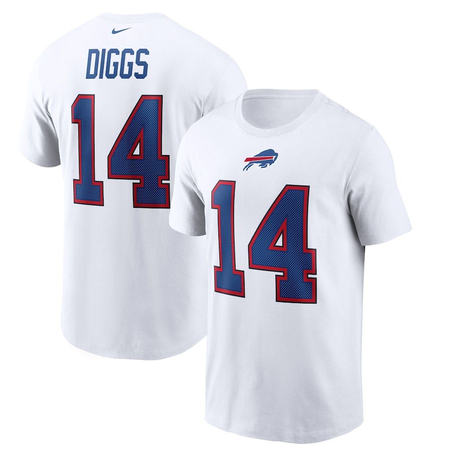 Buffalo Bills #14 Stefon Diggs Nike Player Name & Number T-Shirt White