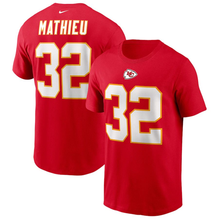 Kansas City Chiefs #32 Tyrann Mathieu Nike Player Name & Number T-Shirt Red