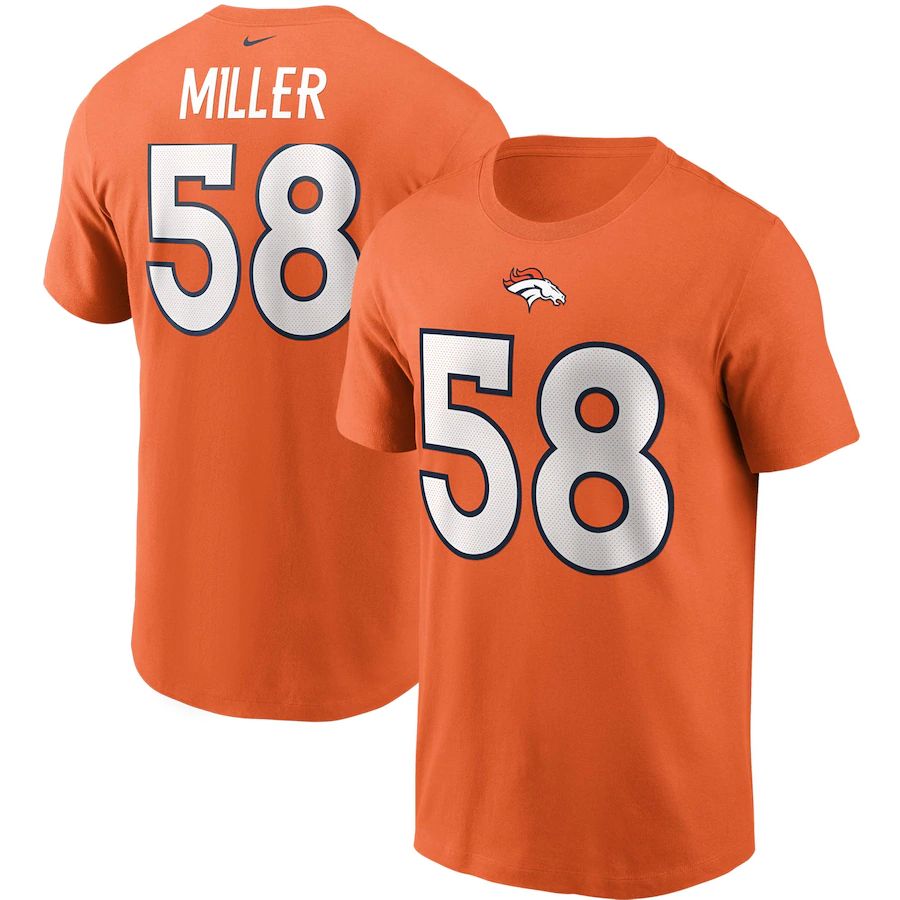 Denver Broncos #58 Von Miller Nike Name & Number T-Shirt Orange