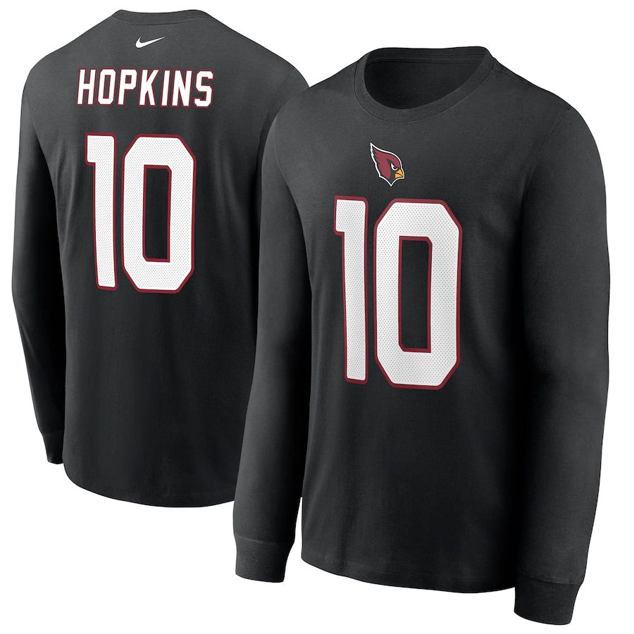 Arizona Cardinals #10 DeAndre Hopkins Nike Player Name & Number Long Sleeve T-Shirt Black