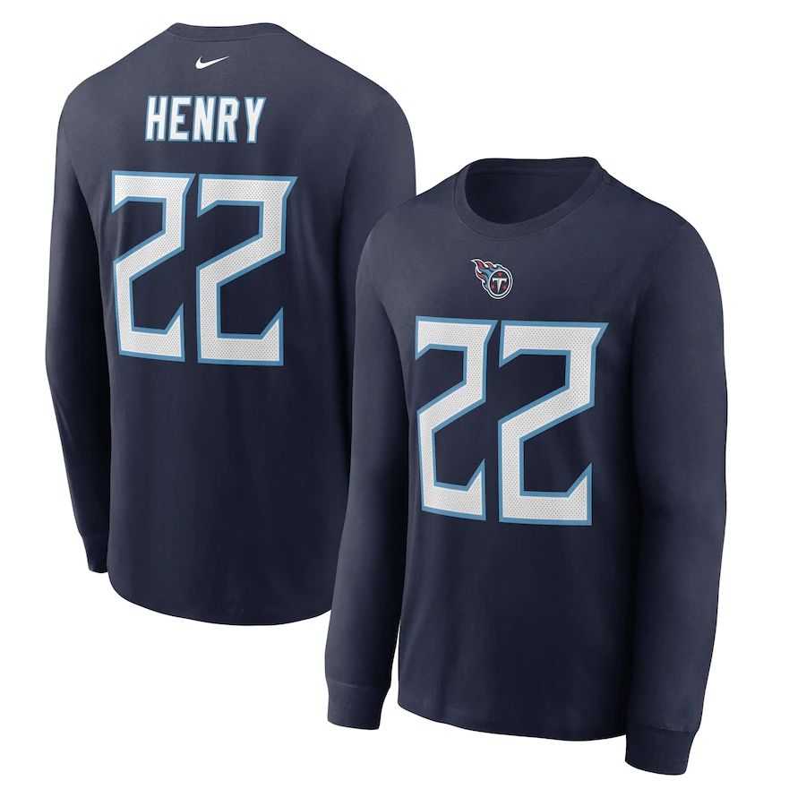 Tennessee Titans #22 Derrick Henry Nike Player Name & Number Long Sleeve T-Shirt Navy