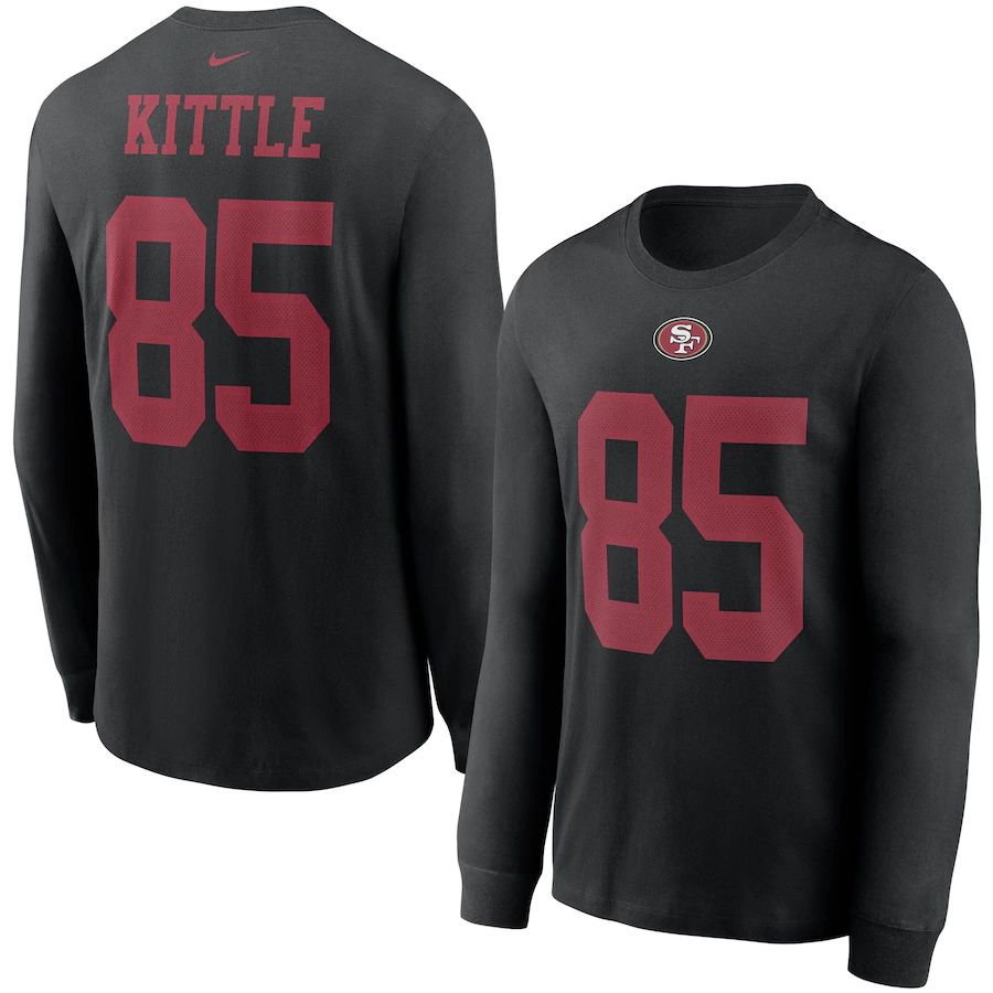 San Francisco 49ers #85 George Kittle Nike Player Name & Number Long Sleeve T-Shirt Black