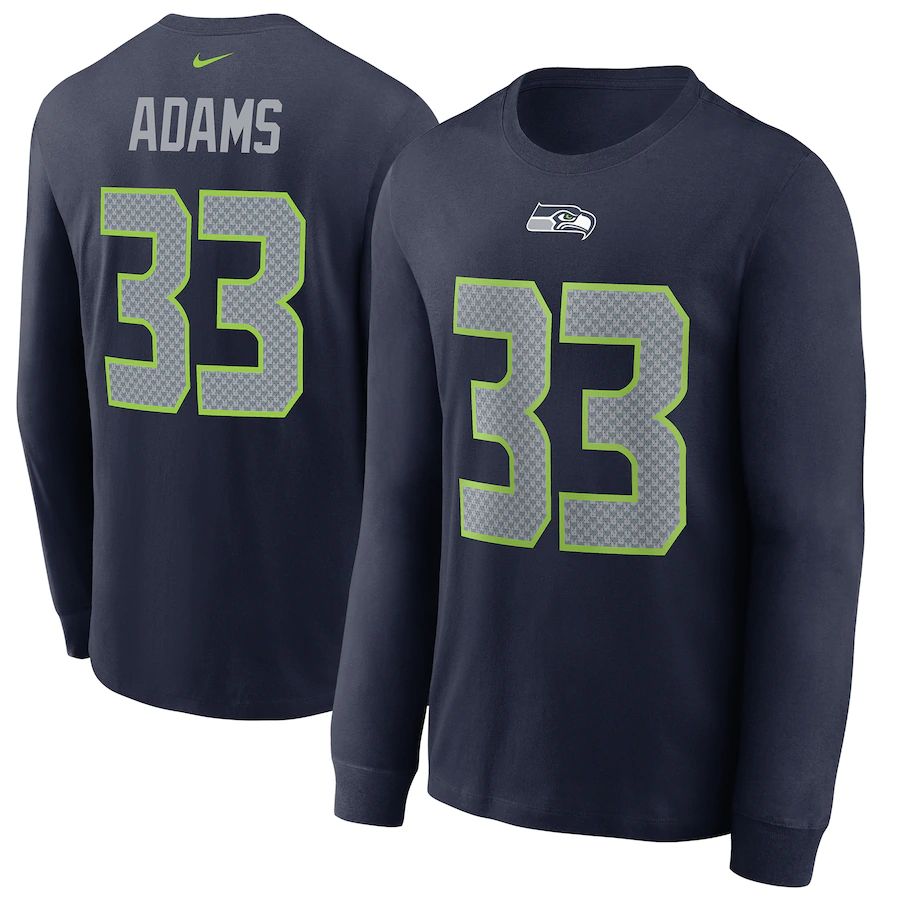 Seattle Seahawks #33 Jamal Adams Nike Player Name & Number Long Sleeve T-Shirt Navy