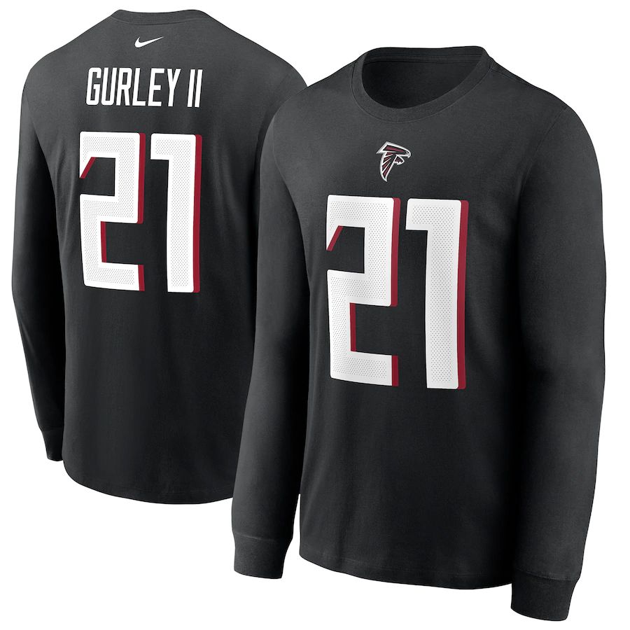 Atlanta Falcons #21 Todd Gurley II Nike Player Name & Number Long Sleeve T-Shirt Black