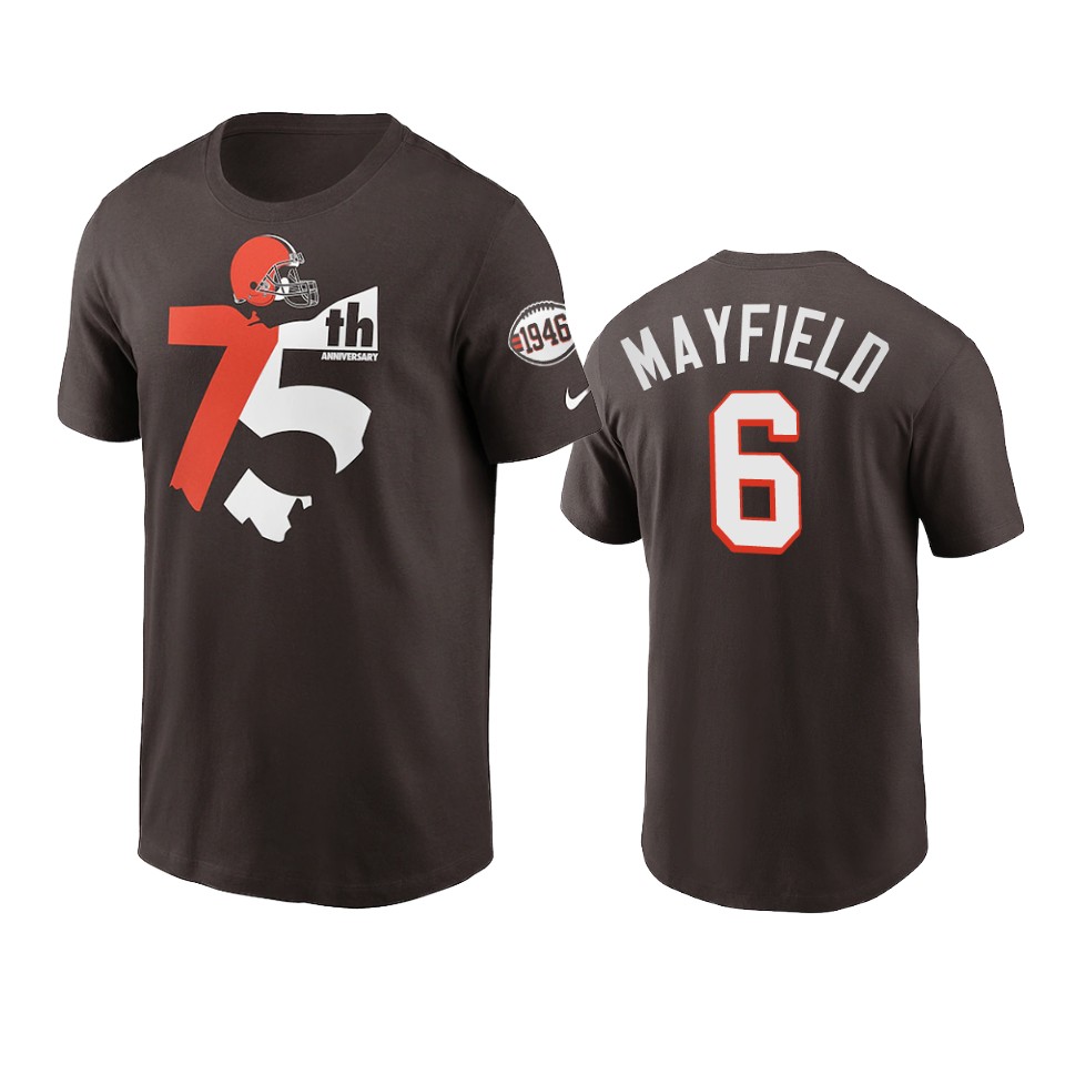 Cleveland Browns #6 Baker Mayfield Nike 1946 Collection T-Shirt Brown