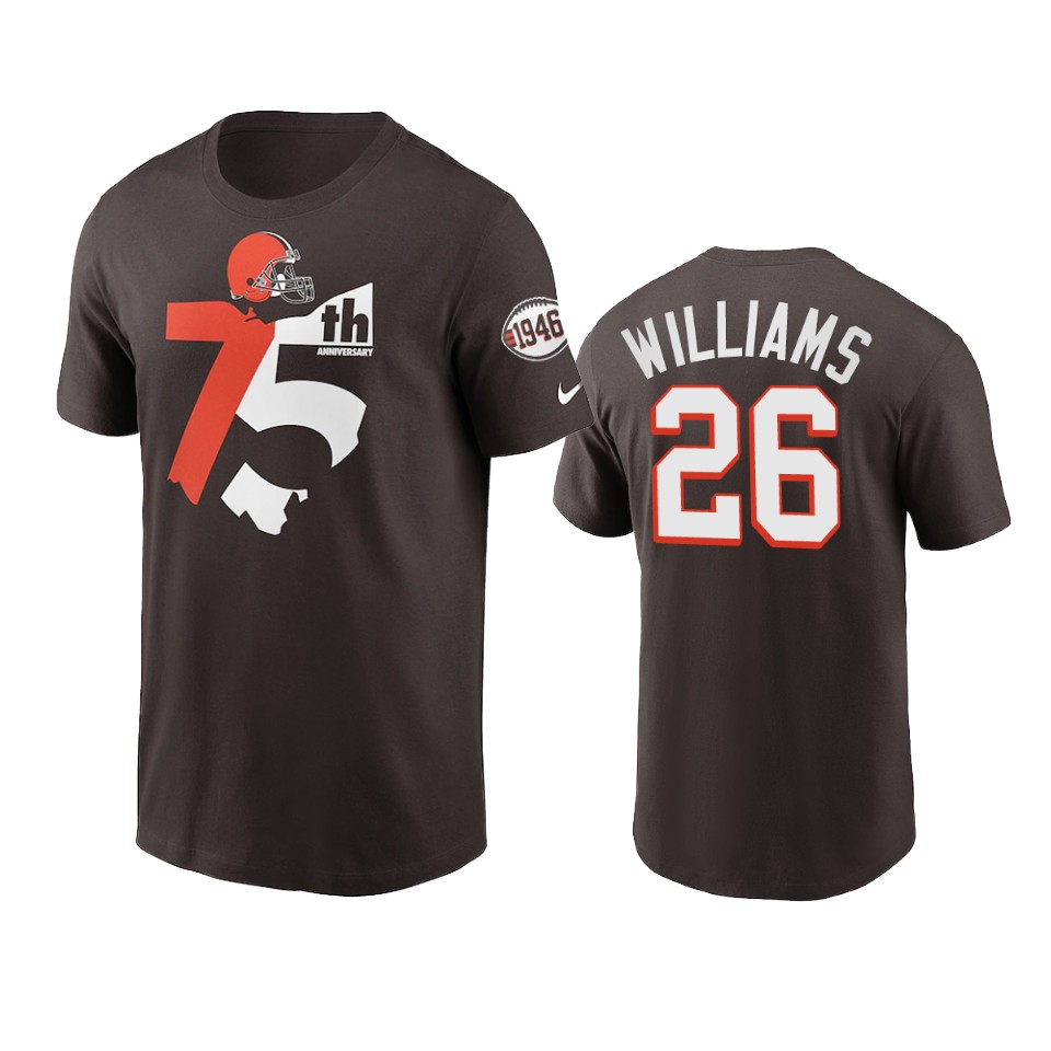 Cleveland Browns #26 Greedy Williams Nike 1946 Collection T-Shirt Brown