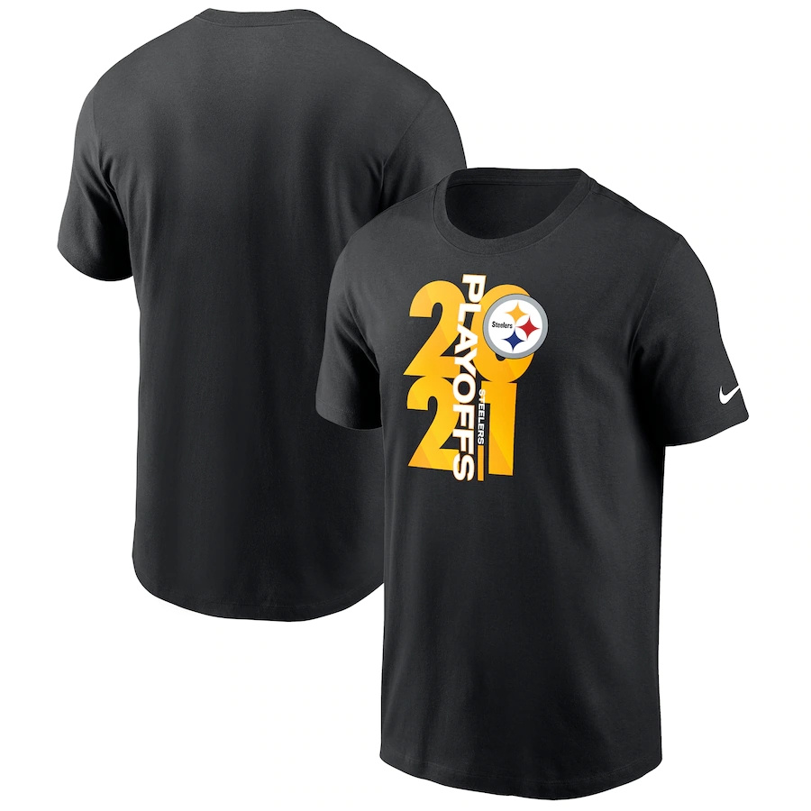 Men's Pittsburgh Steelers Nike Black 2021 NFL Playoffs Bound T-Shirt