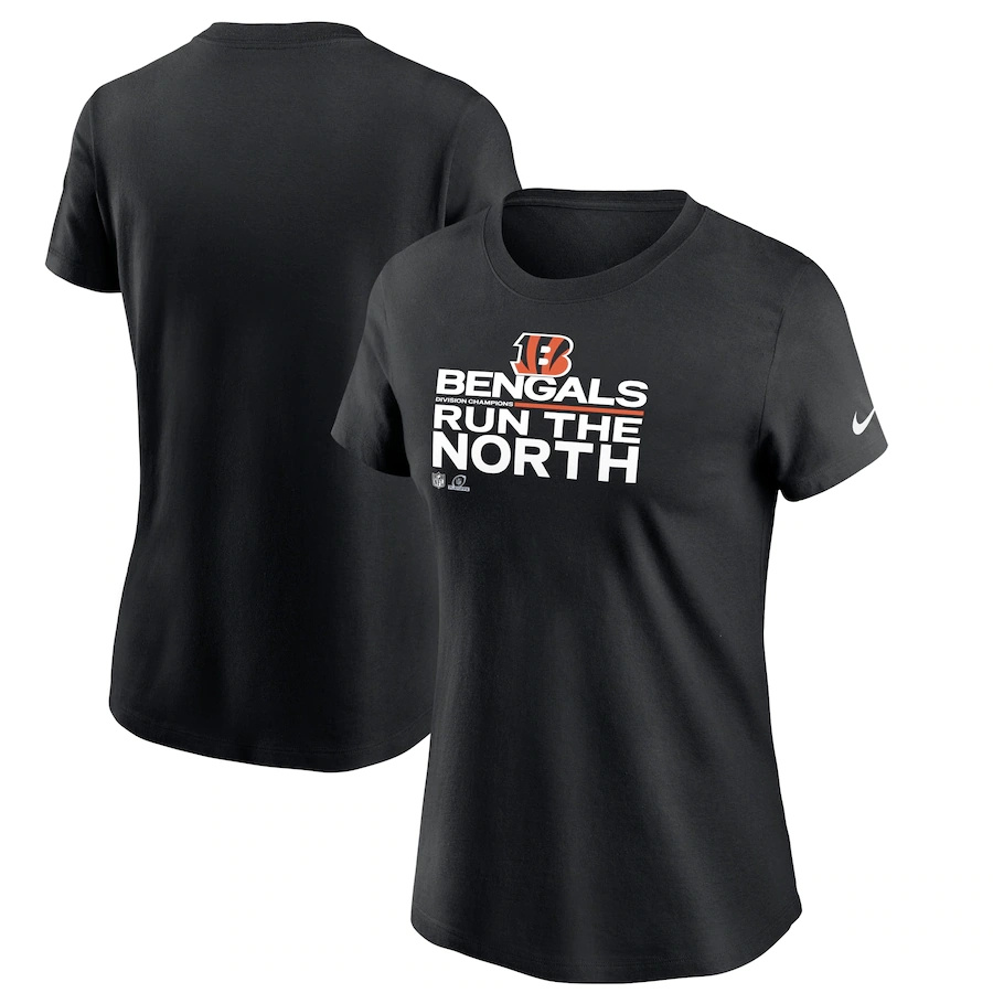 Women's Cincinnati Bengals Nike Black 2021 AFC North Division Champions Trophy Collection T-Shirt