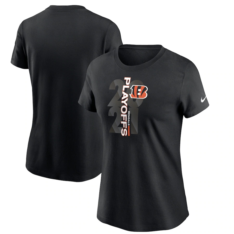 Women's Cincinnati Bengals Nike Black 2021 NFL Playoffs Bound T-Shirt