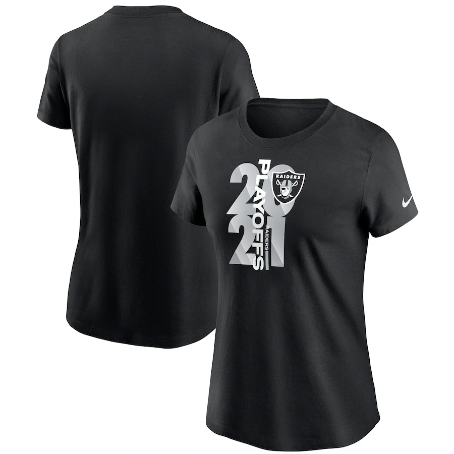 Women's Las Vegas Raiders Nike Black 2021 NFL Playoffs Bound T-Shirt