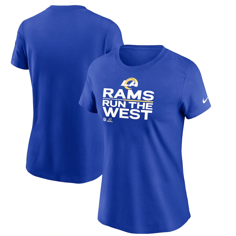 Women's Los Angeles Rams Nike Royal 2021 NFC West Division Champions Trophy Collection T-Shirt