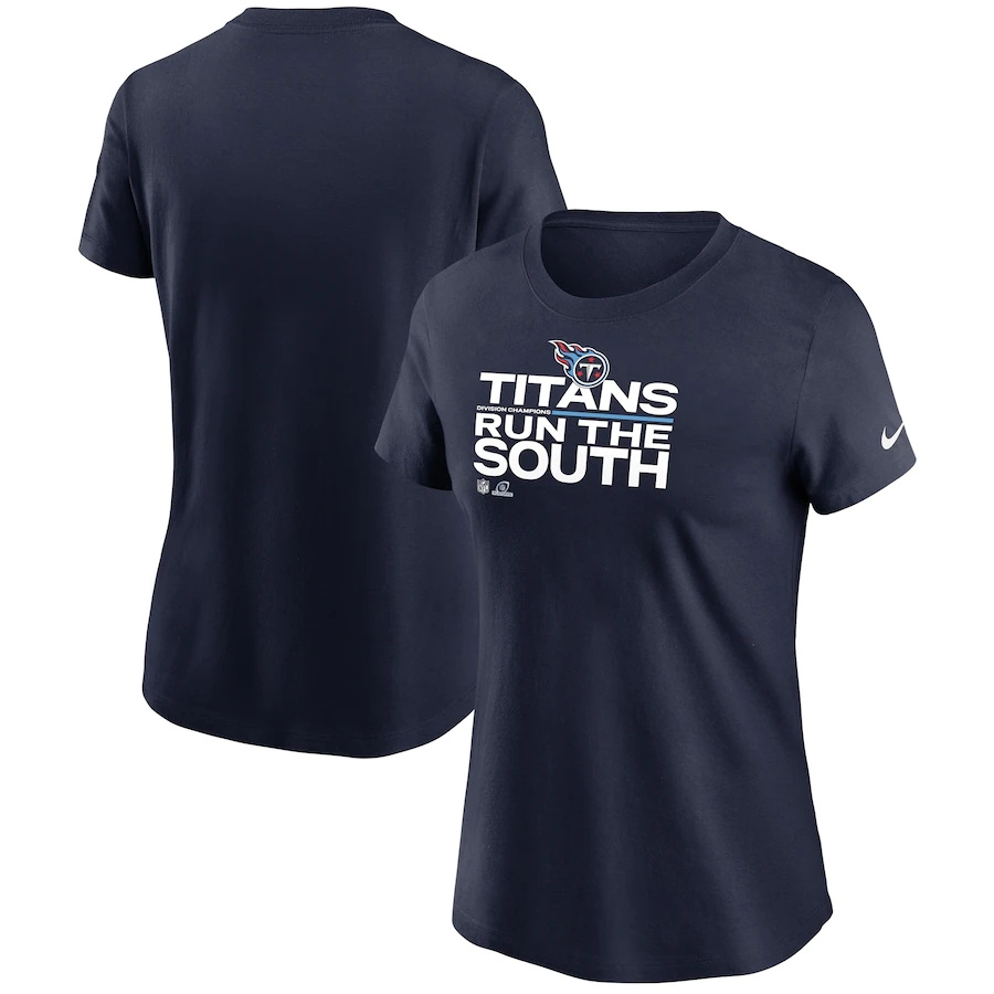 Women's Tennessee Titans Nike Navy 2021 AFC South Division Champions Trophy Collection T-Shirt