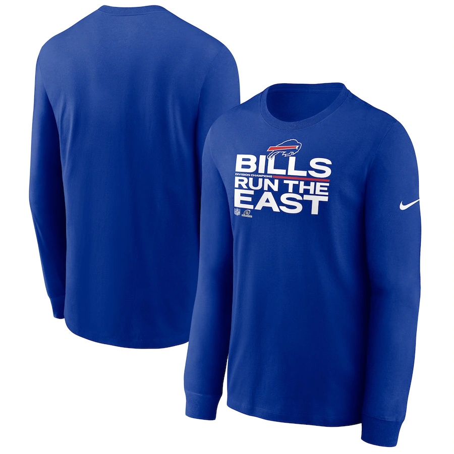 Men's Buffalo Bills Nike Royal 2021 AFC East Division Champions Trophy Collection Long Sleeve T-Shirt