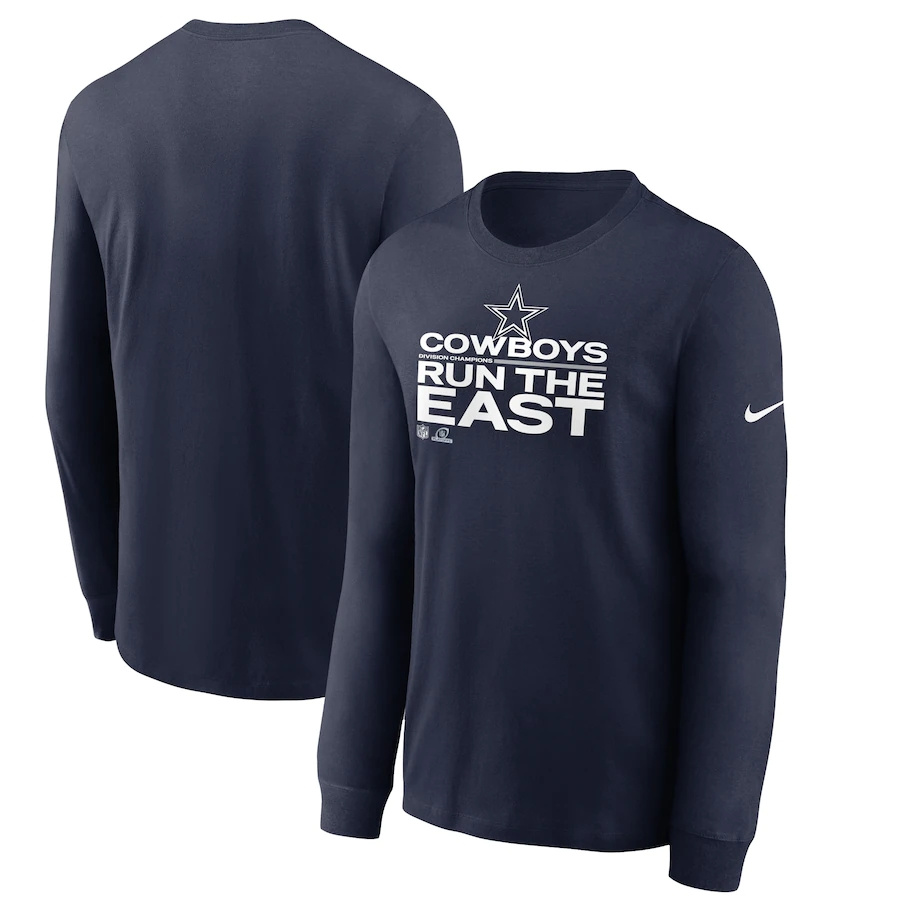 Men's Dallas Cowboys Nike Navy 2021 NFC East Division Champions Trophy Collection Long Sleeve T-Shirt