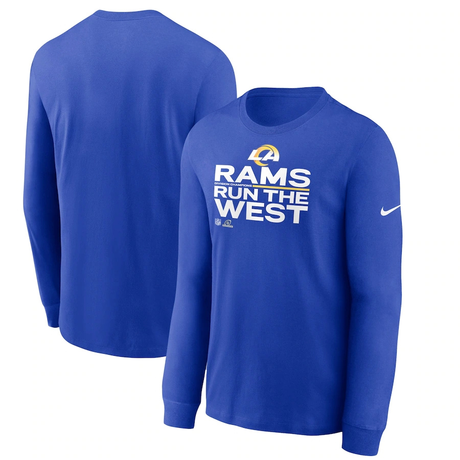 Men's Los Angeles Rams Nike Royal 2021 NFC West Division Champions Trophy Collection Long Sleeve T-Shirt