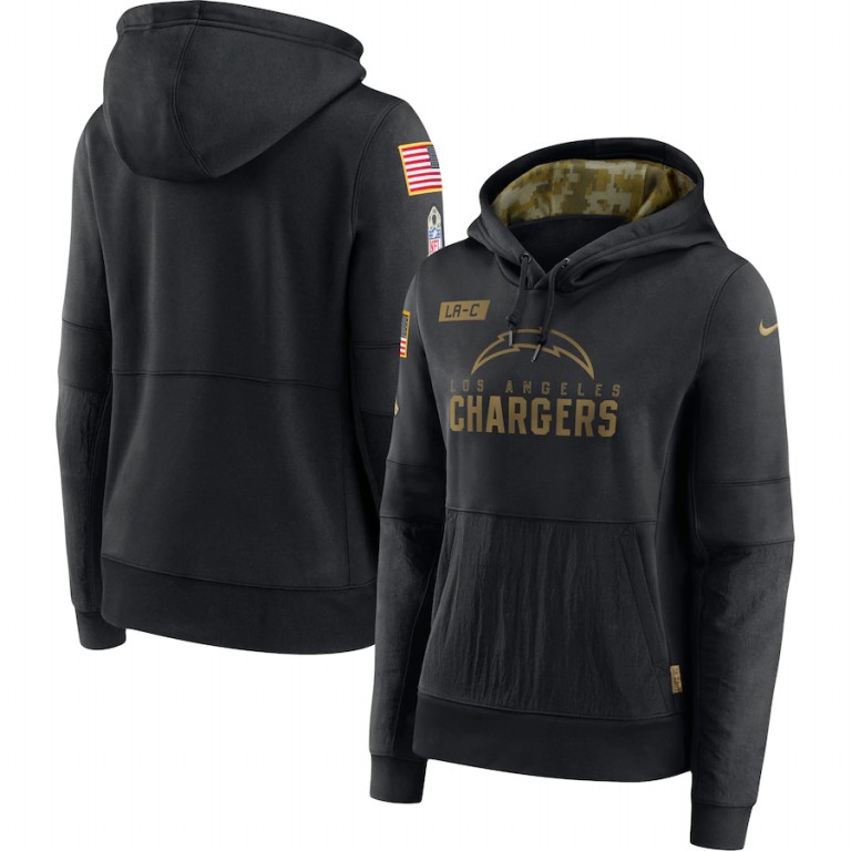 Los Angeles Chargers Nike Women's 2020 Salute to Service Performance Pullover Hoodie Black