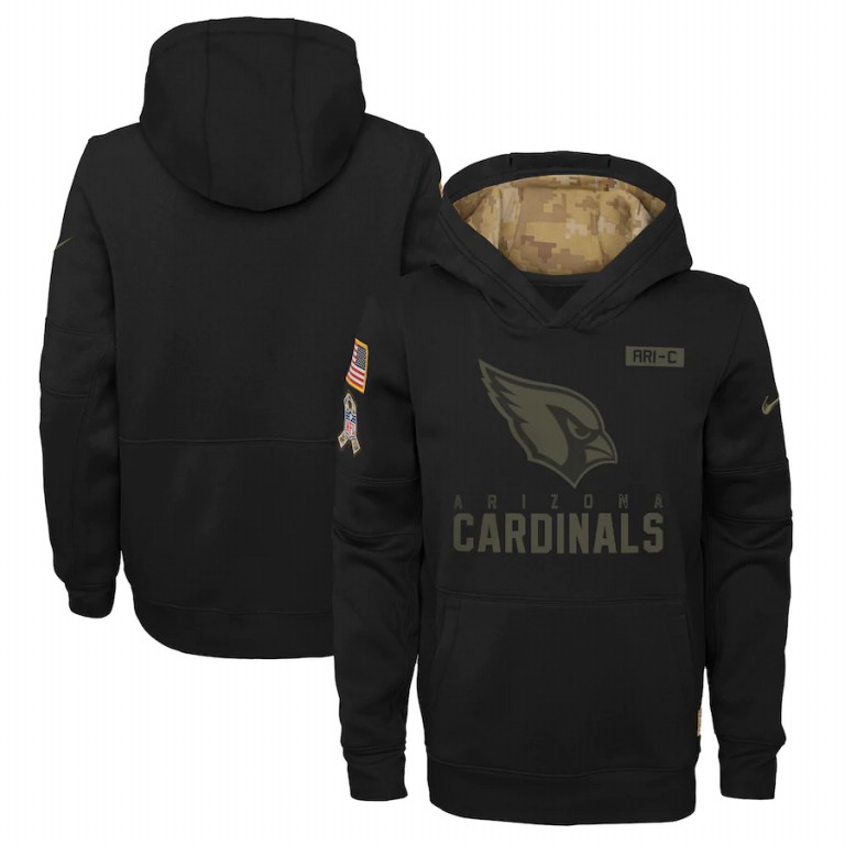 Arizona Cardinals Nike Youth 2020 Salute to Service Pullover Performance Hoodie Black