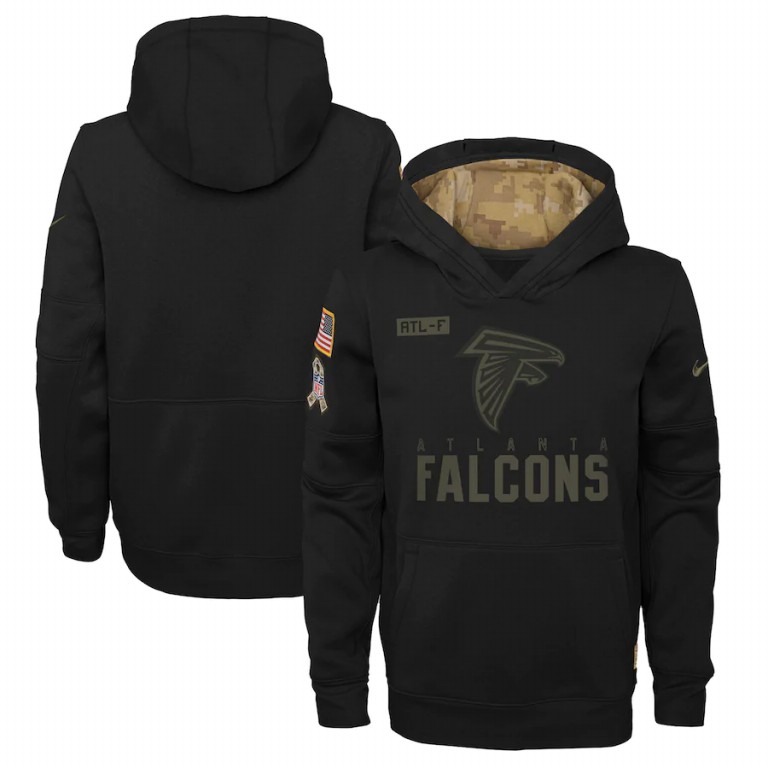 Atlanta Falcons Nike Youth 2020 Salute to Service Pullover Performance Hoodie Black