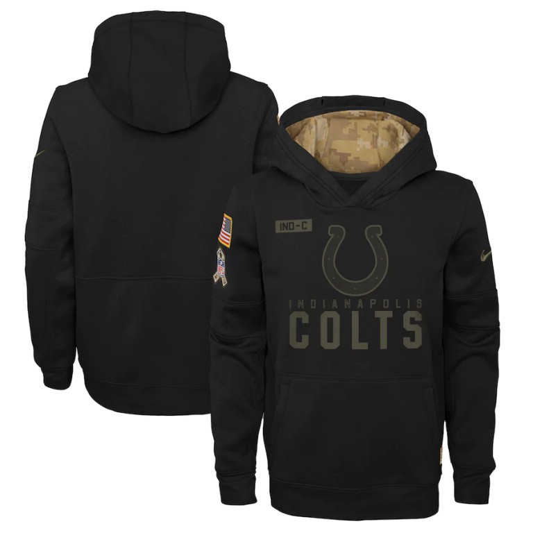 Indianapolis Colts Nike Youth 2020 Salute to Service Pullover Performance Hoodie Black