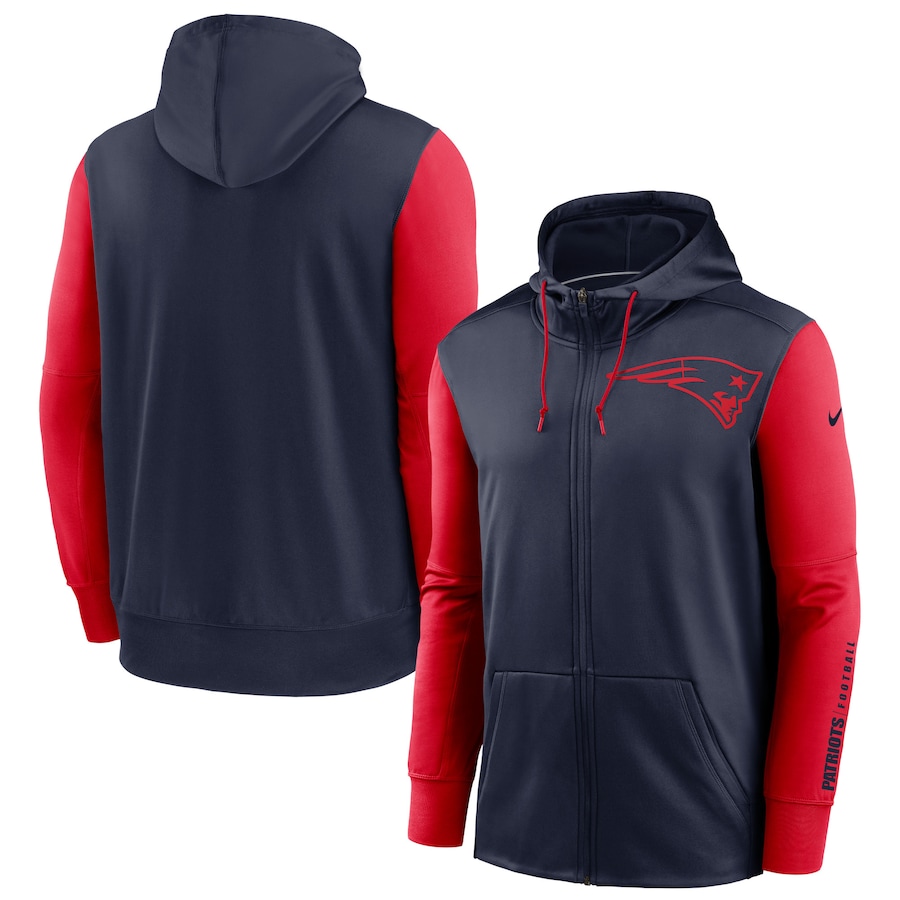 Nike New England Patriots Navy Red Fan Gear Mascot Performance Full-Zip Hoodie