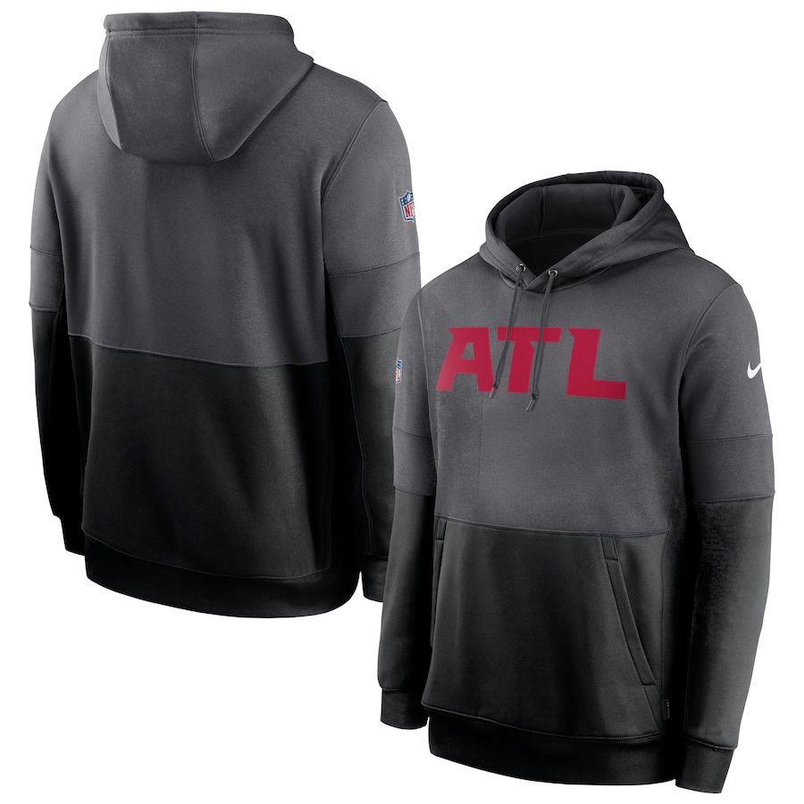 Atlanta Falcons Nike Sideline Impact Lockup Performance Pullover Hoodie Charcoal Black