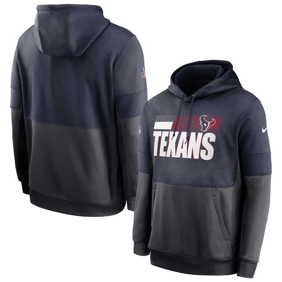 Houston Texans Nike Sideline Impact Lockup Performance Pullover Hoodie Navy Charcoal