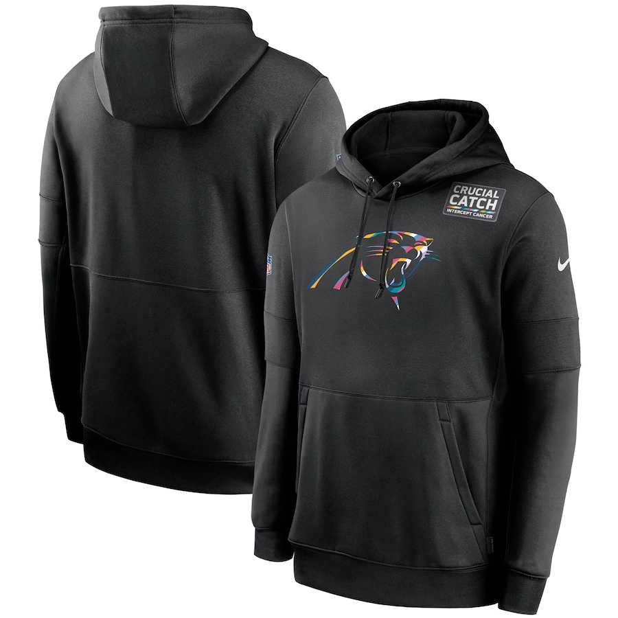 Carolina Panthers 2020 NFL Crucial Catch Sideline Performance Pullover Hoodie Black