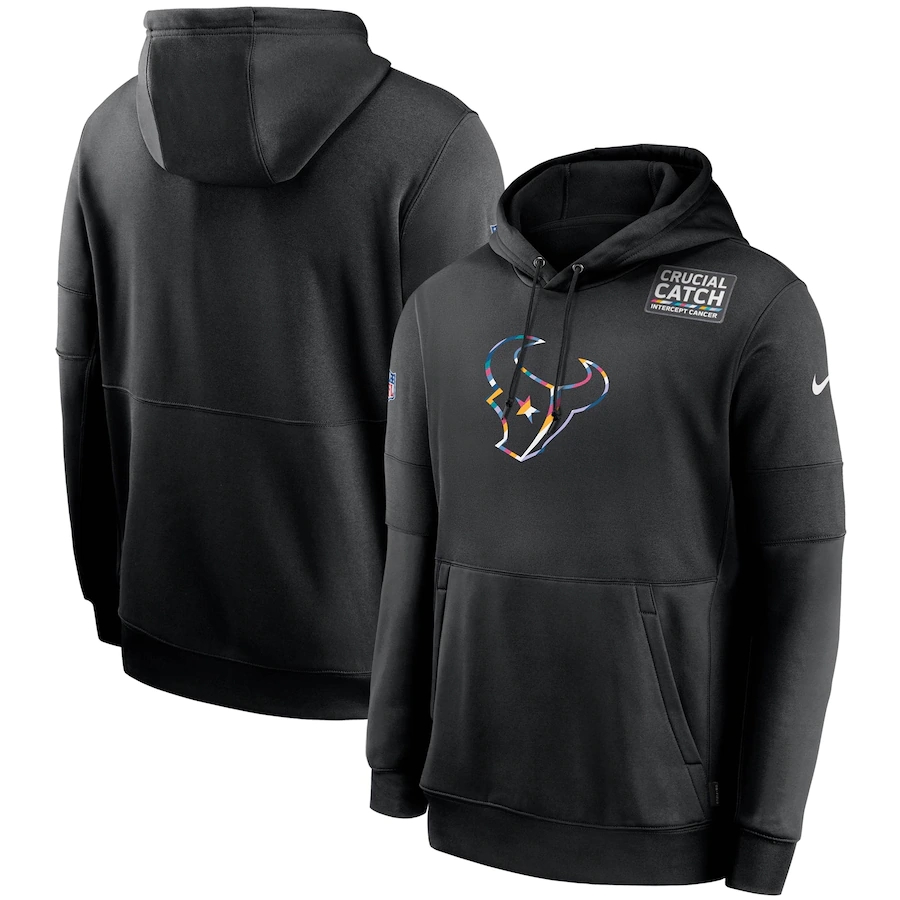 Houston Texans 2020 NFL Crucial Catch Sideline Performance Pullover Hoodie Black