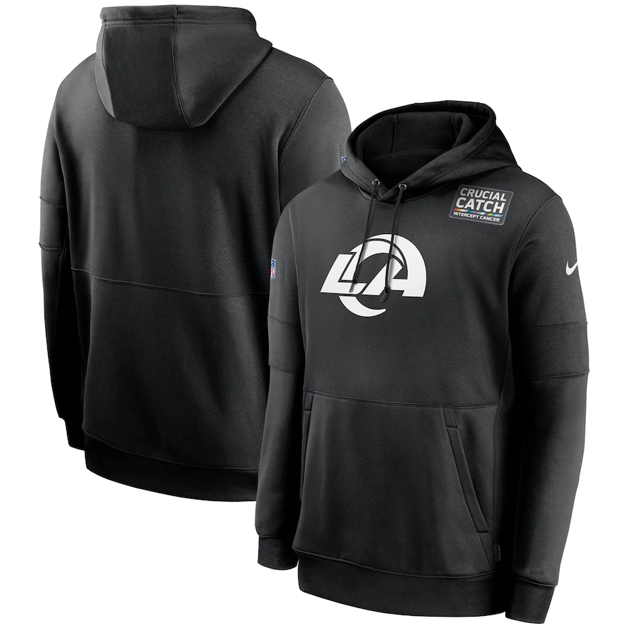 Los Angeles Rams 2020 NFL Crucial Catch Sideline Performance Pullover Hoodie Black