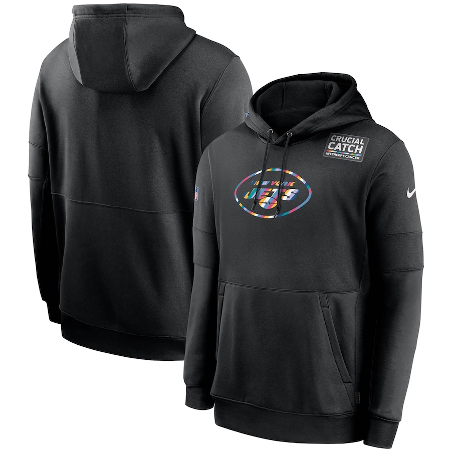 New York Jets 2020 NFL Crucial Catch Sideline Performance Pullover Hoodie Black