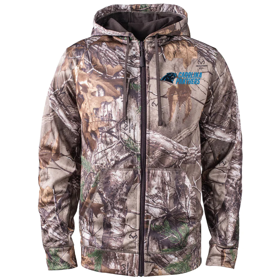 Carolina Panthers 2020 NFL Men's Realtree Camo Full-Zip Hoodie