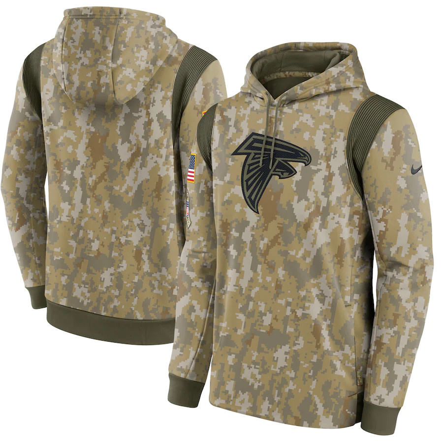 Atlanta Falcons Camo Nike 2021 Salute To Service Therma Performance Pullover Hoodie