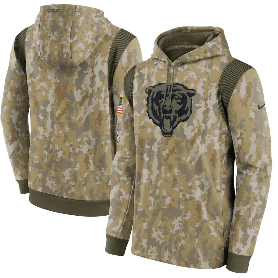 Chicago Bears Camo Nike 2021 Salute To Service Therma Performance Pullover Hoodie