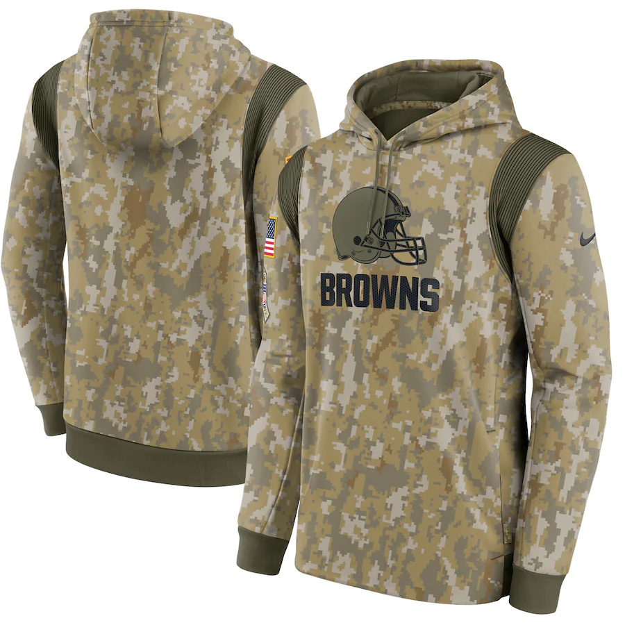 Cleveland Browns Camo Nike 2021 Salute To Service Therma Performance Pullover Hoodie