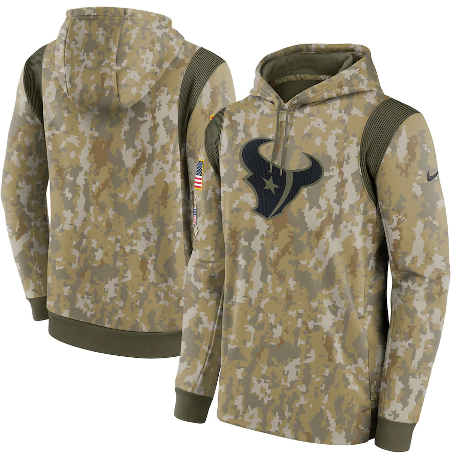 Houston Texans Camo Nike 2021 Salute To Service Therma Performance Pullover Hoodie