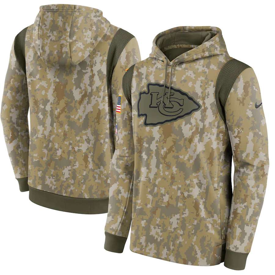 Kansas City Chiefs Camo Nike 2021 Salute To Service Therma Performance Pullover Hoodie