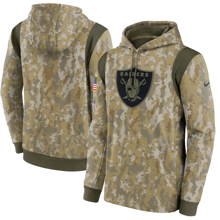 Las Vegas Raiders Camo Nike 2021 Salute To Service Therma Performance Pullover Hoodie