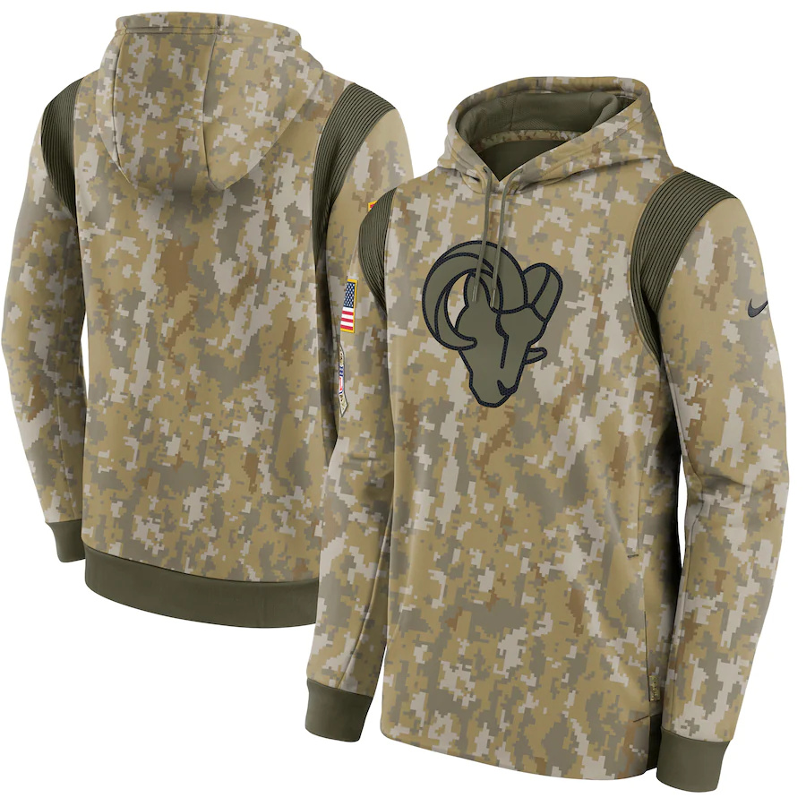 Los Angeles Rams Camo Nike 2021 Salute To Service Therma Performance Pullover Hoodie