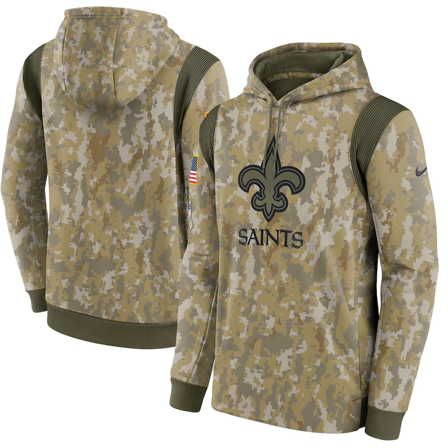 New Orleans Saints Camo Nike 2021 Salute To Service Therma Performance Pullover Hoodie