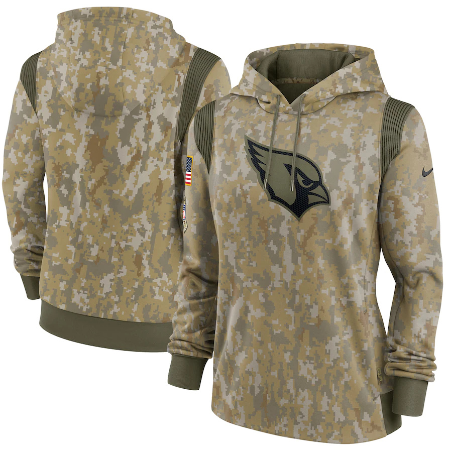 Arizona Cardinals Camo Nike Women's 2021 Salute To Service Therma Performance Pullover Hoodie