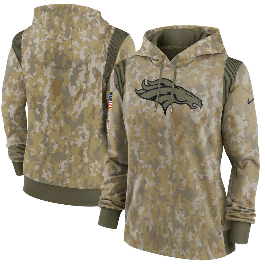 Denver Broncos Camo Nike Women's 2021 Salute To Service Therma Performance Pullover Hoodie