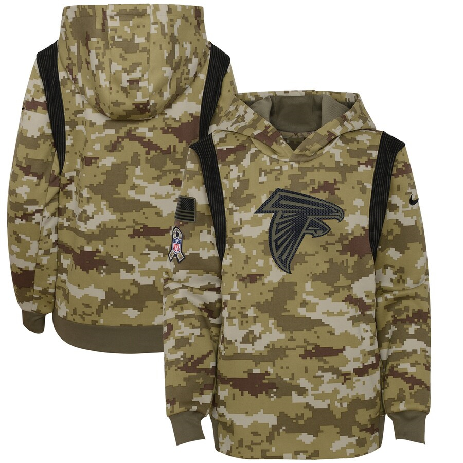 Atlanta Falcons Camo Nike Youth 2021 Salute To Service Therma Performance Pullover Hoodie