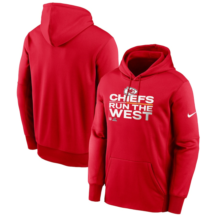 Men's Kansas City Chiefs Nike Red 2021 AFC West Division Champions Trophy Collection Pullover Hoodie